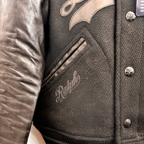 NWT Polo Ralph Lauren Dodgers Limited Ed. Black Wool/Leather Jacket SMALL - Picture 4 of 16